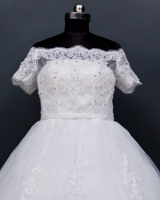 Cold-shoulder White Wedding Dress